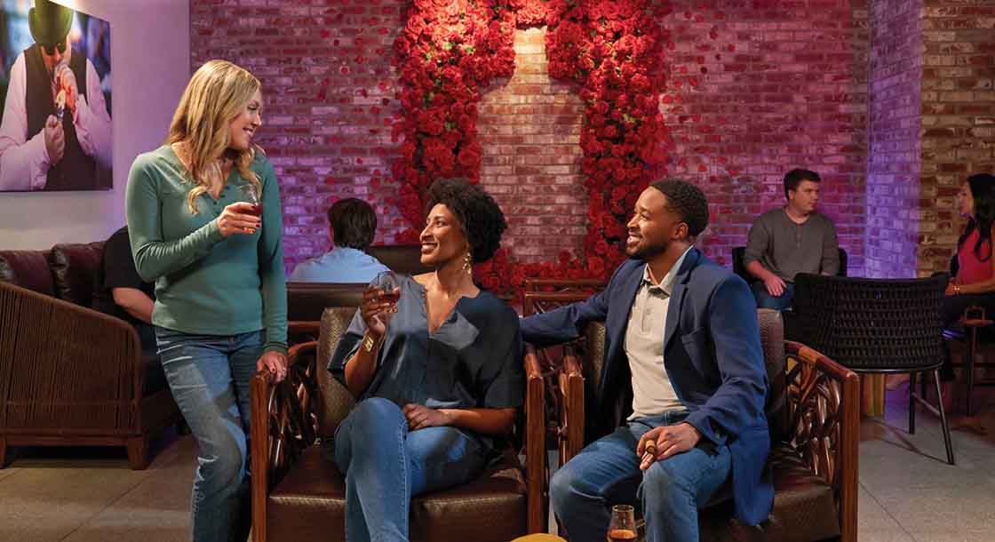 Group at outdoor patio at Derby City Downtown