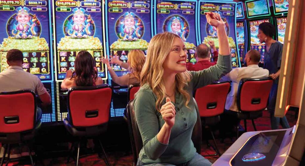 Woman gaming at Derby City Downtown