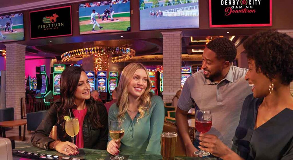 Group at First Turn Sports bar in Derby City downtown