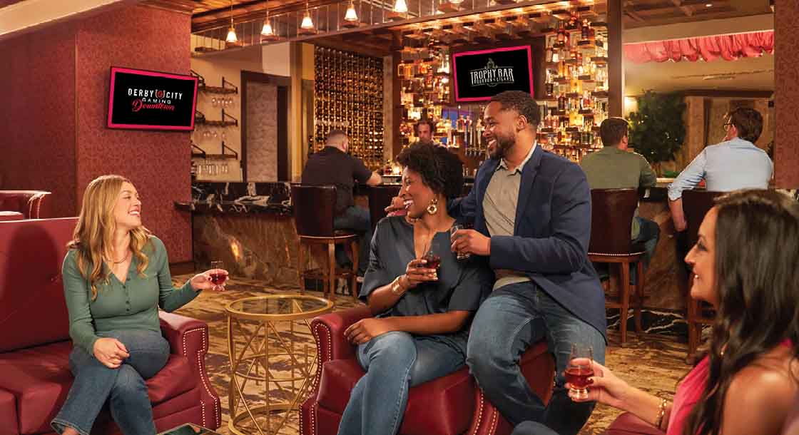 Group gathering at Trophy bar in Derby City Downtown