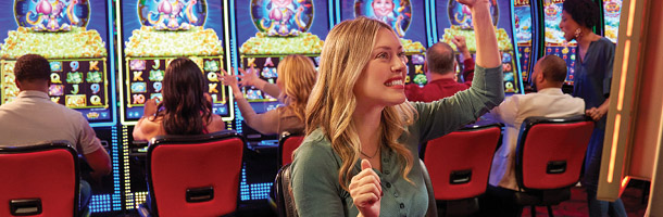 Woman celebrating at Derby City Downtown